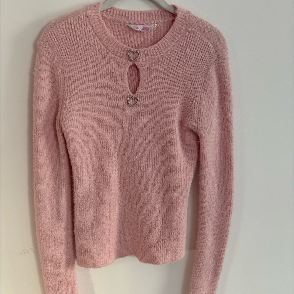 Pink Heart Detail Women's Sweater